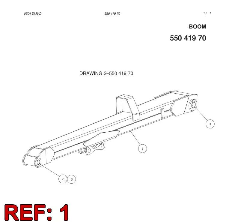 55041971 550 419 71 Boom - Sandvik Technical Drawing