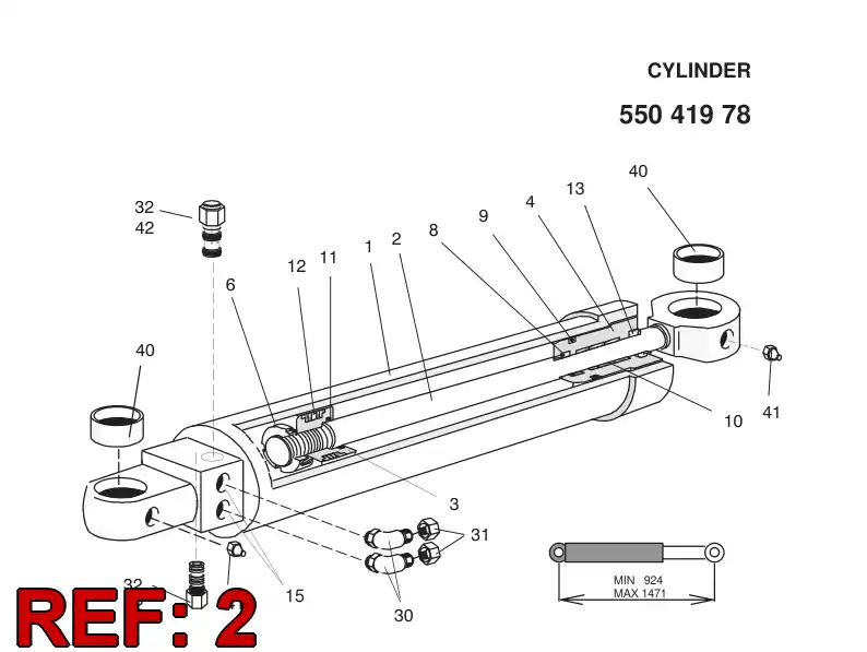 55041974 550 419 74 Rod, PISTON - Sandvik Technical Drawing