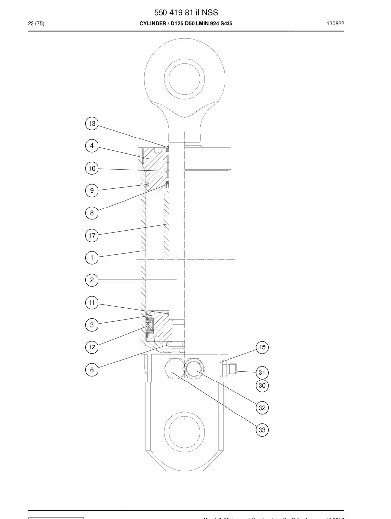 55041981i 550 419 81i Cylinder - Sandvik Technical Drawing