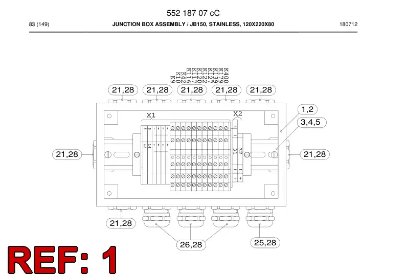 55041982d 550 419 82d Enclosure, Stainless Steel - Sandvik Technical Drawing