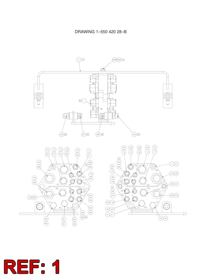 55042019 550 420 19 SUPPORTING BLOCK ASSEMBLY - Sandvik Technical Drawing