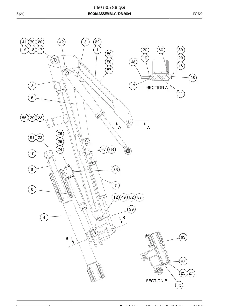 55042094a 550 420 94a Shaft - Sandvik Technical Drawing