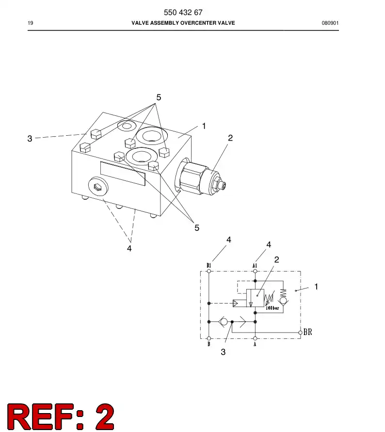 55042209a 550 422 09a Valve, Over Center - Sandvik Technical Drawing