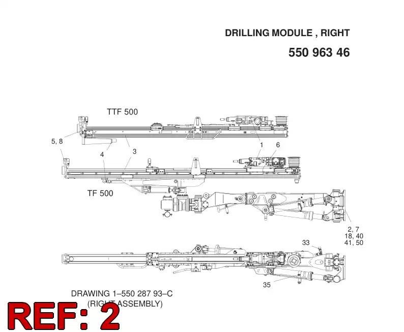 55042287 550 422 87 BOOM ASSEMBLY - Sandvik Technical Drawing