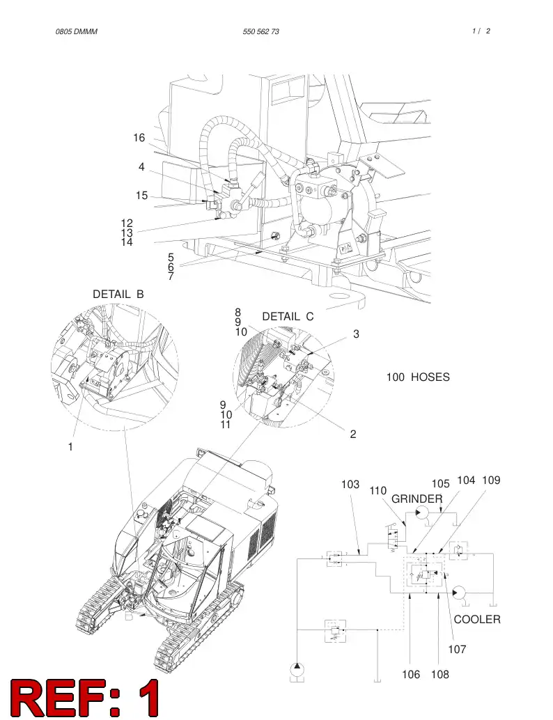 55042455 550 424 55 GRINDER ASSEMBLY - Sandvik Technical Drawing