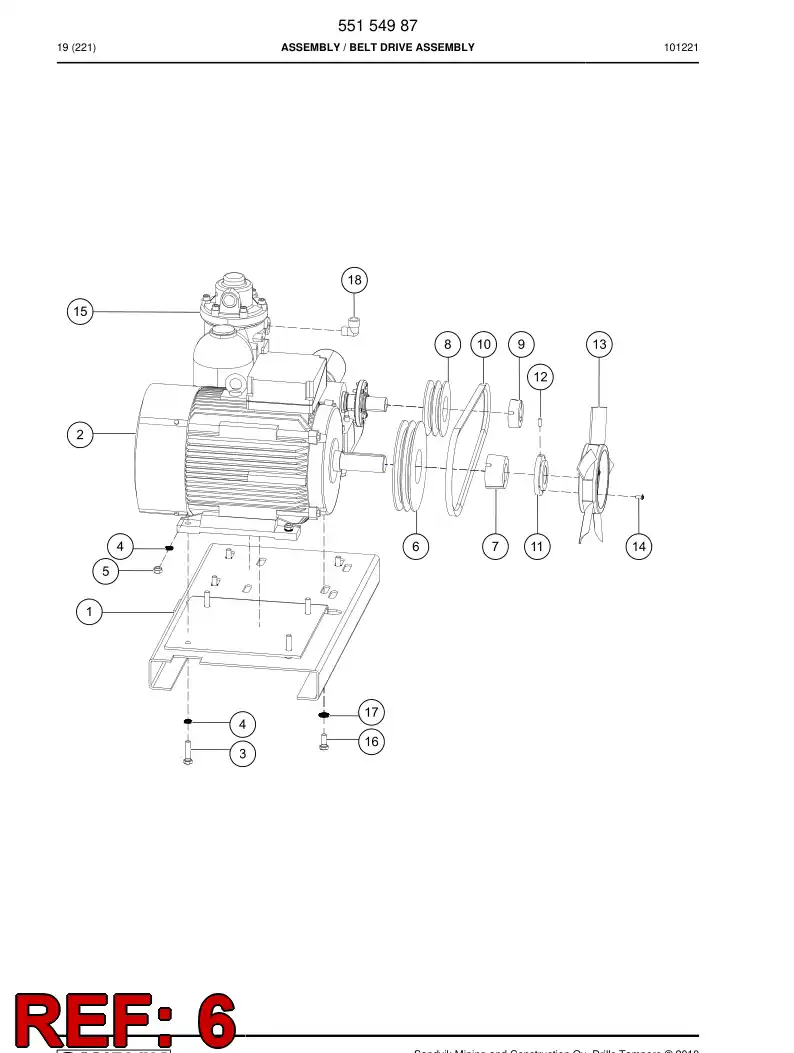 55042466 550 424 66 Belt pulley - Sandvik Technical Drawing