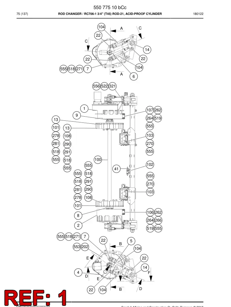 55042622c 550 426 22c Frame, Rear - Sandvik Technical Drawing