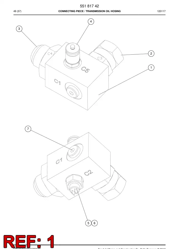 55042853a 550 428 53a PART, CONNECTION - Sandvik Technical Drawing