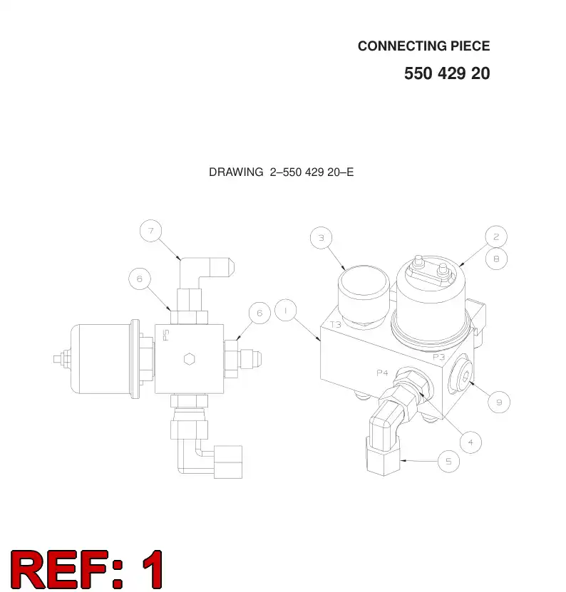 55042867 550 428 67 CONNECTING PIECE - Sandvik Technical Drawing