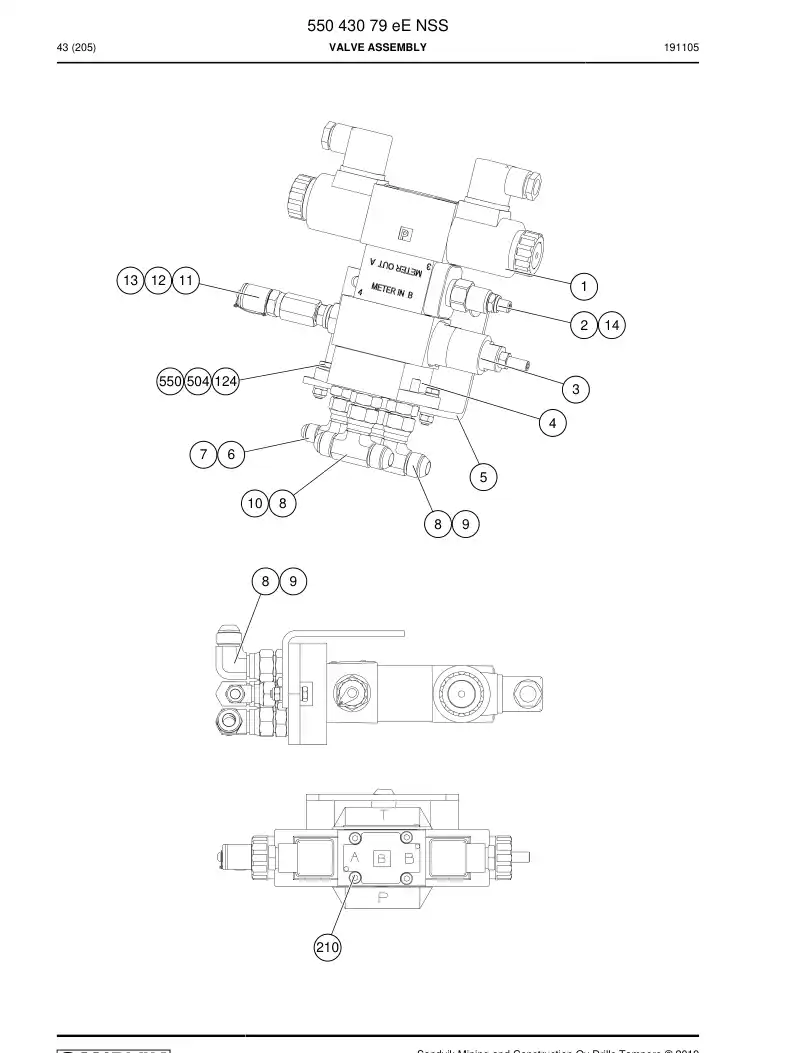 55043079e 550 430 79e Valve Assembly - Sandvik Technical Drawing