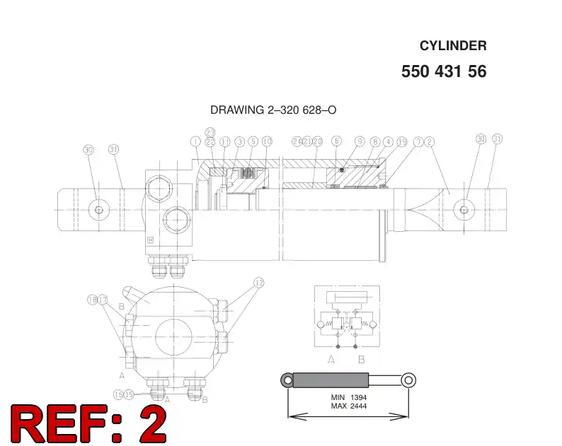 55043089 550 430 89 Rod, PISTON - Sandvik Technical Drawing