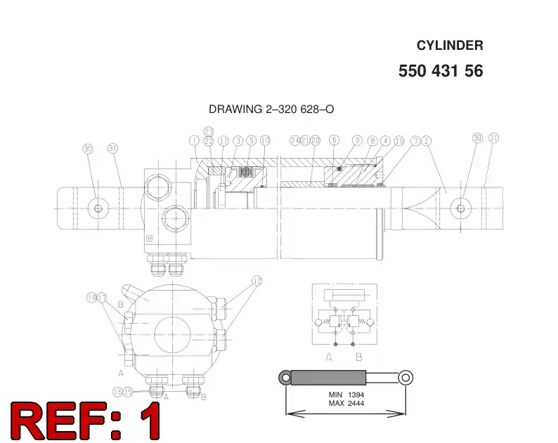55043114 550 431 14 Tube, Cylinder - Sandvik Technical Drawing