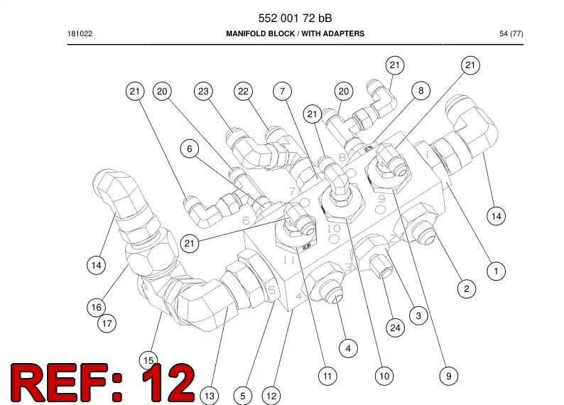 55043273b 550 432 73b Manifold Body, Connector - Sandvik Technical Drawing