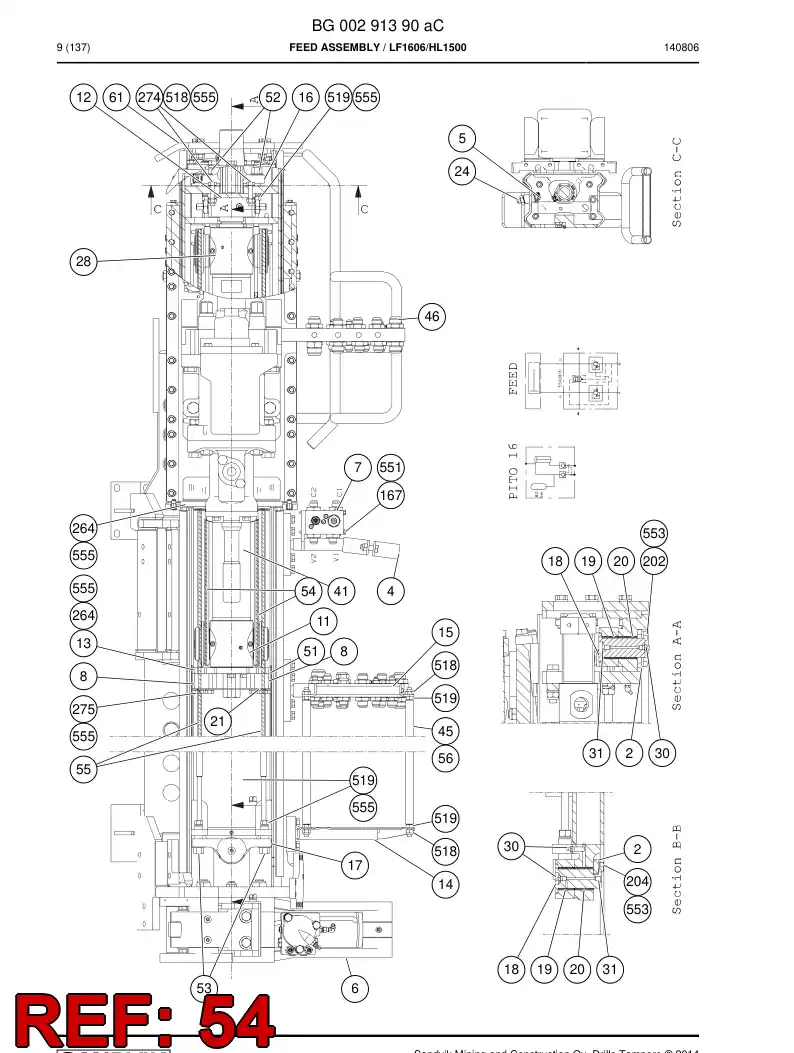 55043531b 550 435 31b Wire Rope - Sandvik Technical Drawing