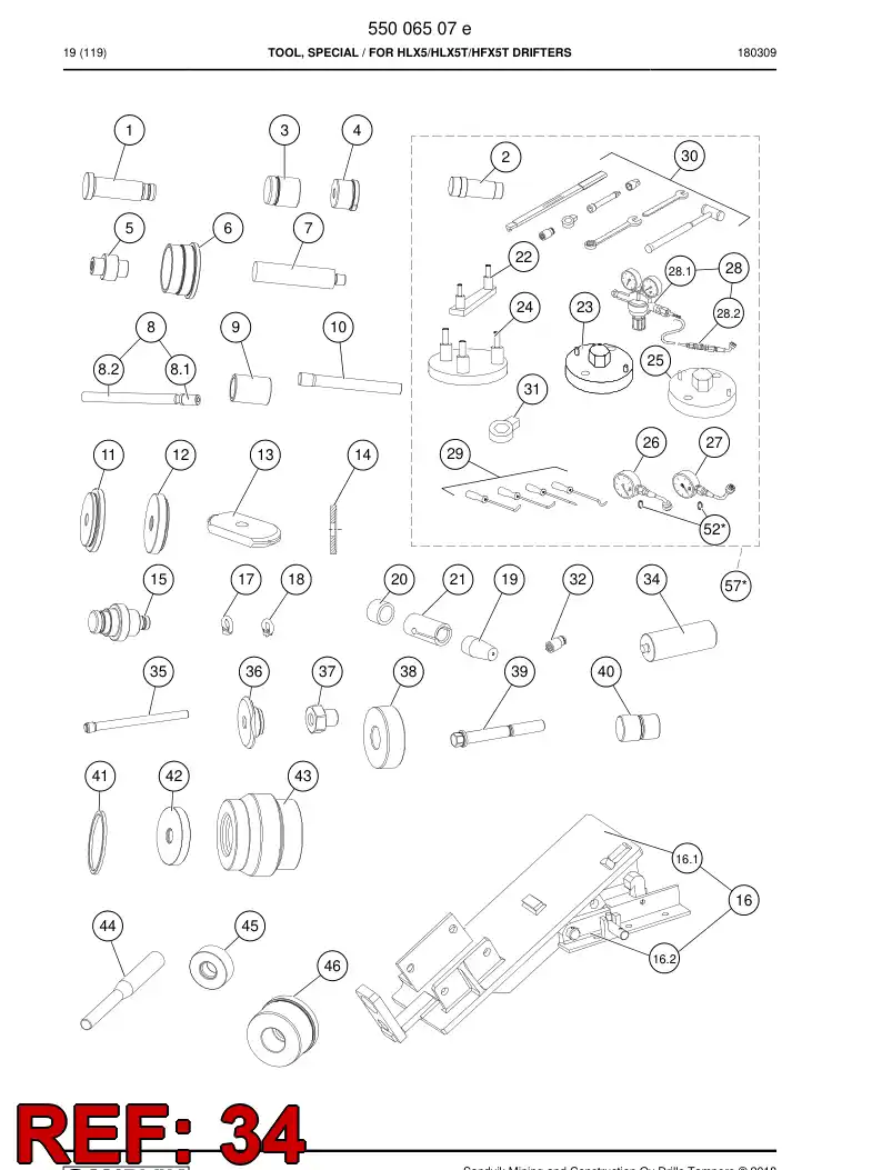 55043536b 550 435 36b Punch - Sandvik Technical Drawing