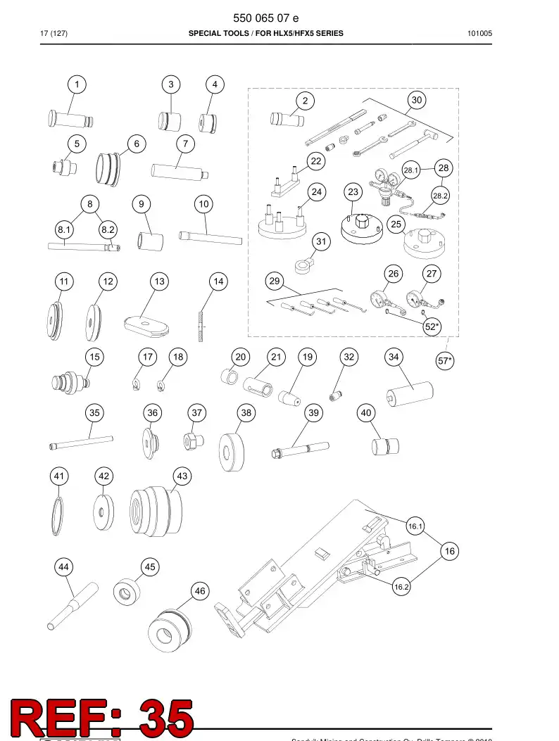 55043537a 550 435 37a Punch - Sandvik Technical Drawing
