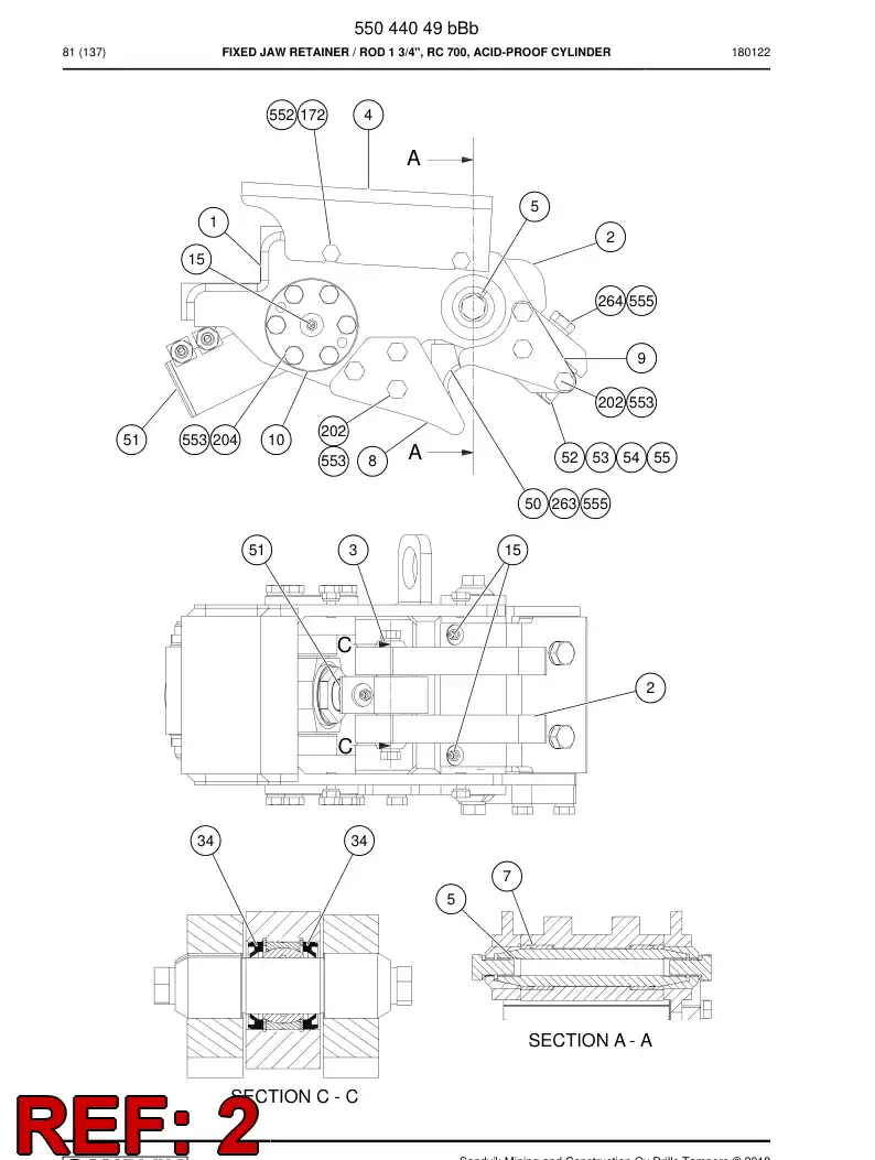 55043658b 550 436 58b Jaw - Sandvik Technical Drawing