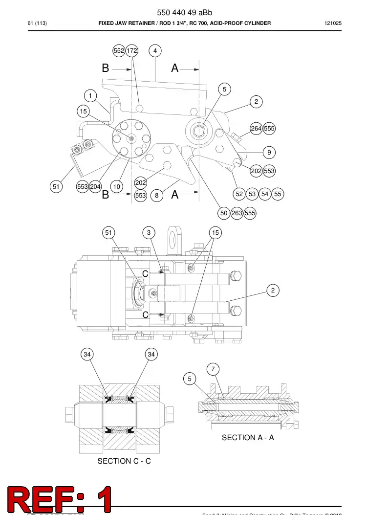 55043751 550 437 51 Frame - Sandvik Technical Drawing