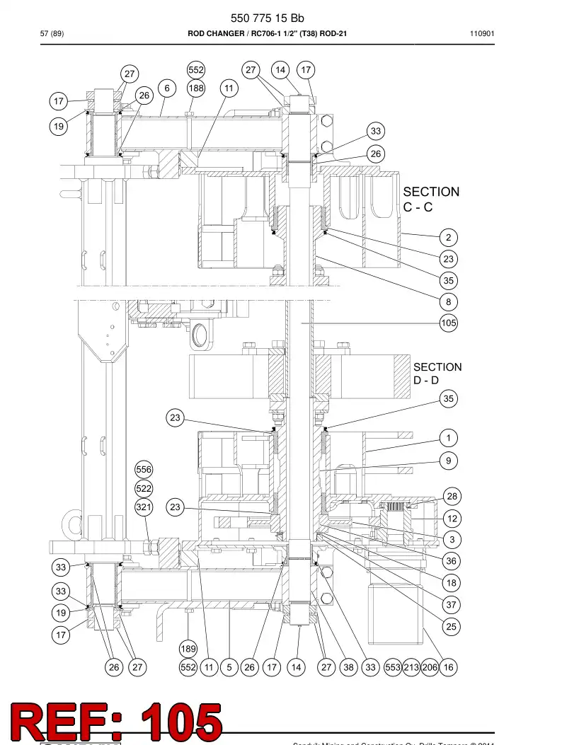 55043755 550 437 55 Shaft - Sandvik Technical Drawing