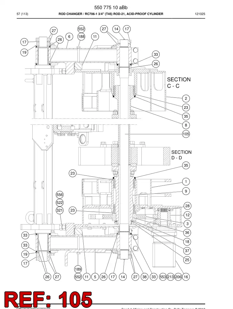 55043755a 550 437 55a Shaft - Sandvik Technical Drawing