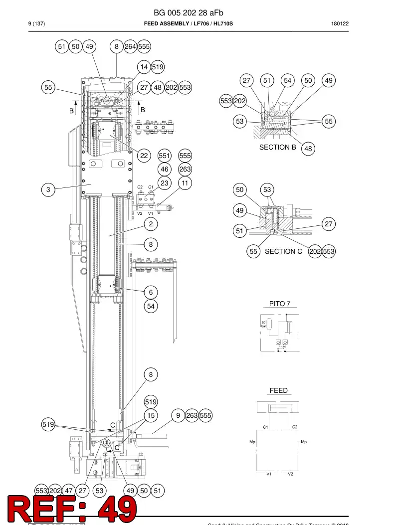 55043818b 550 438 18b Shaft - Sandvik Technical Drawing