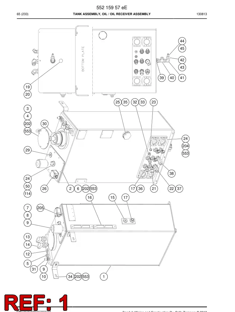 55043820c 550 438 20c Tank, Oil - Sandvik Technical Drawing
