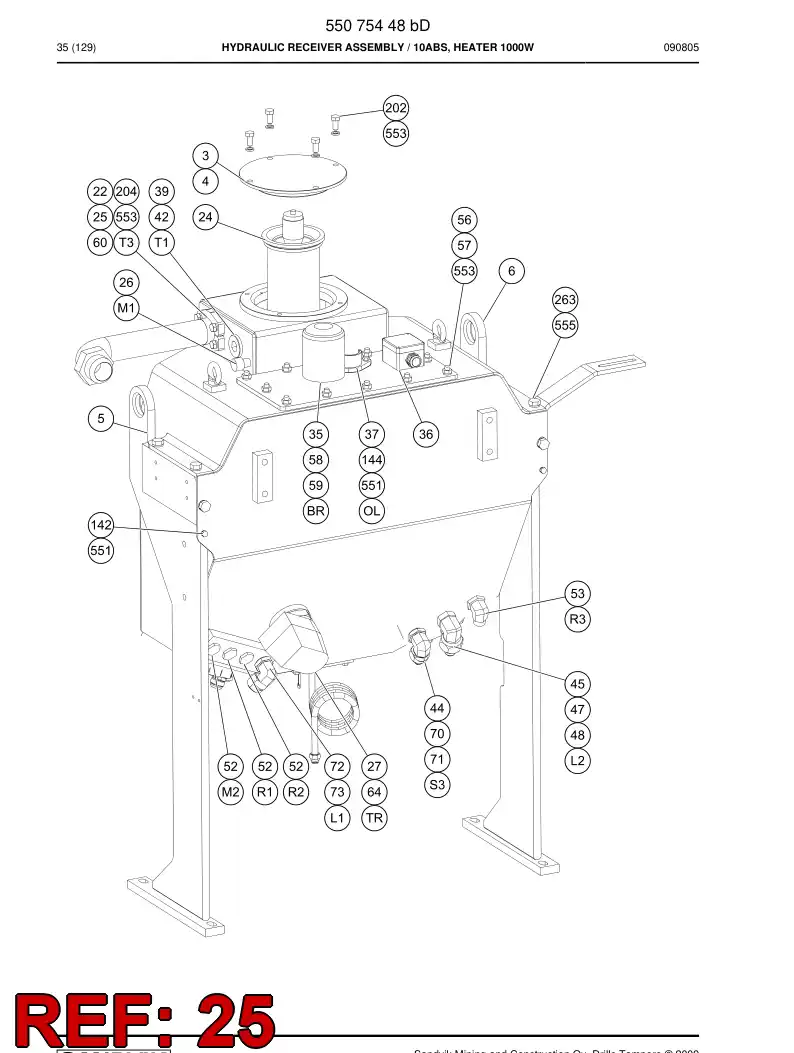 55043873 550 438 73 Return pipe - Sandvik Technical Drawing
