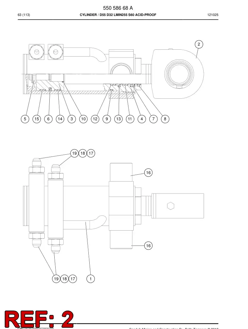 55043922 550 439 22 Rod, PISTON - Sandvik Technical Drawing
