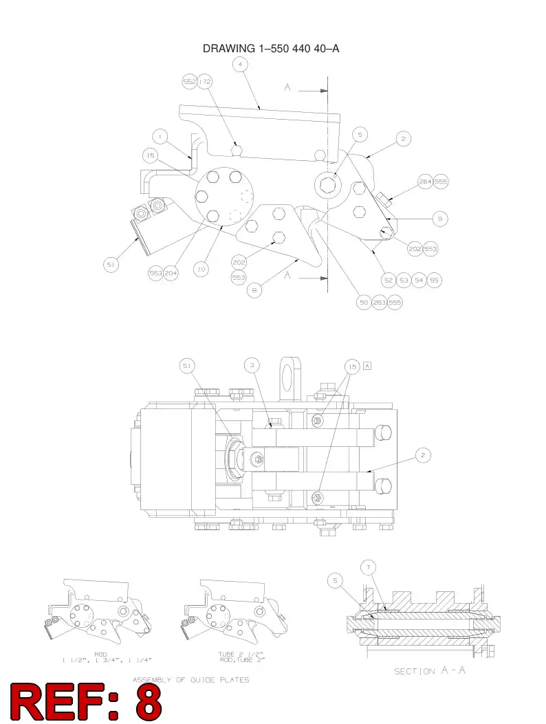 55044009 550 440 09 Plate, Guide - Sandvik Technical Drawing