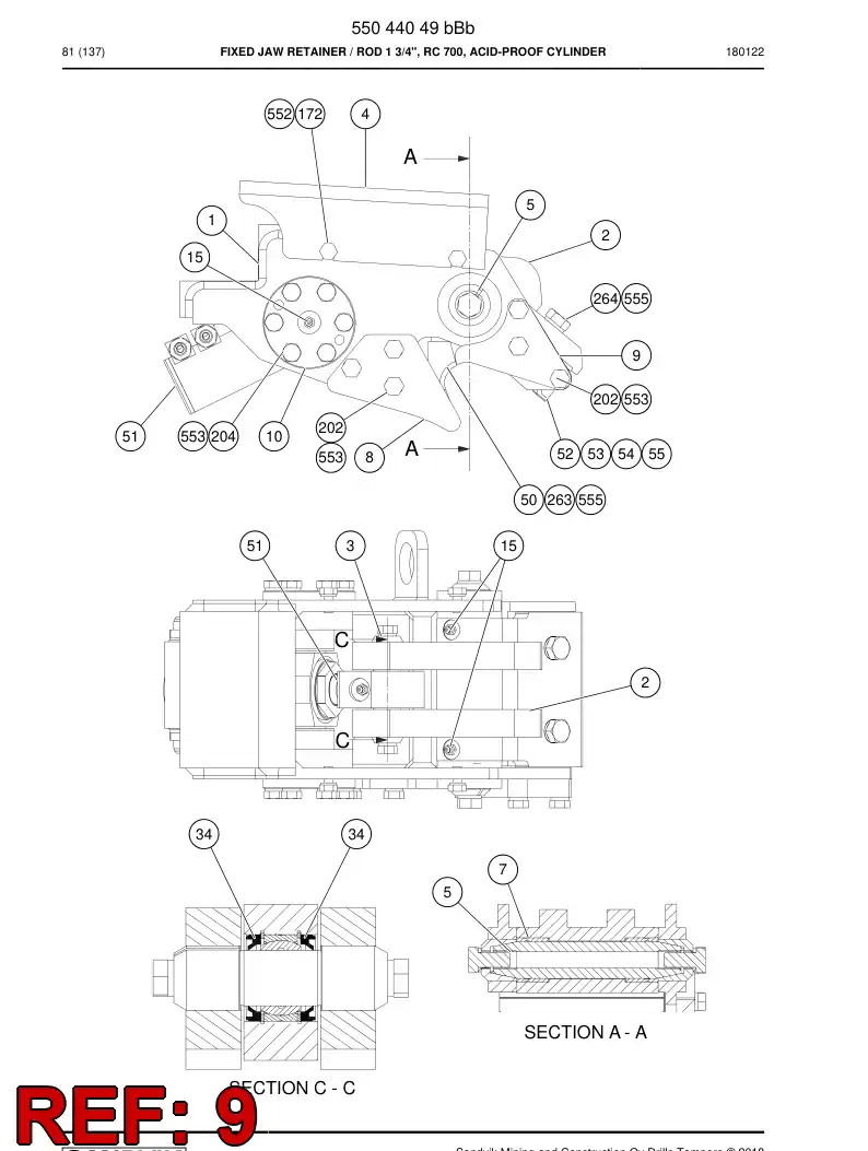 55044010b 550 440 10b Plate, Guide - Sandvik Technical Drawing