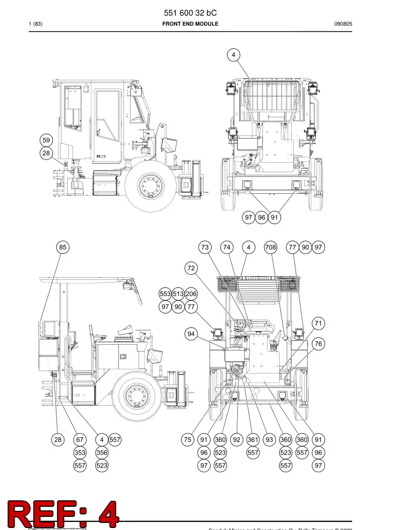 55044041c 550 440 41c SAFETY CANOPY ASSEMBLY - Sandvik Technical Drawing