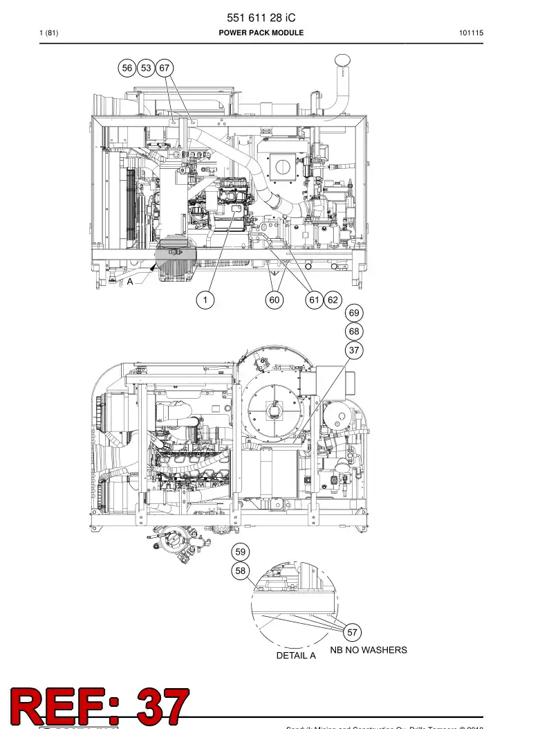 55044115 550 441 15 Plate, Cover - Sandvik Technical Drawing