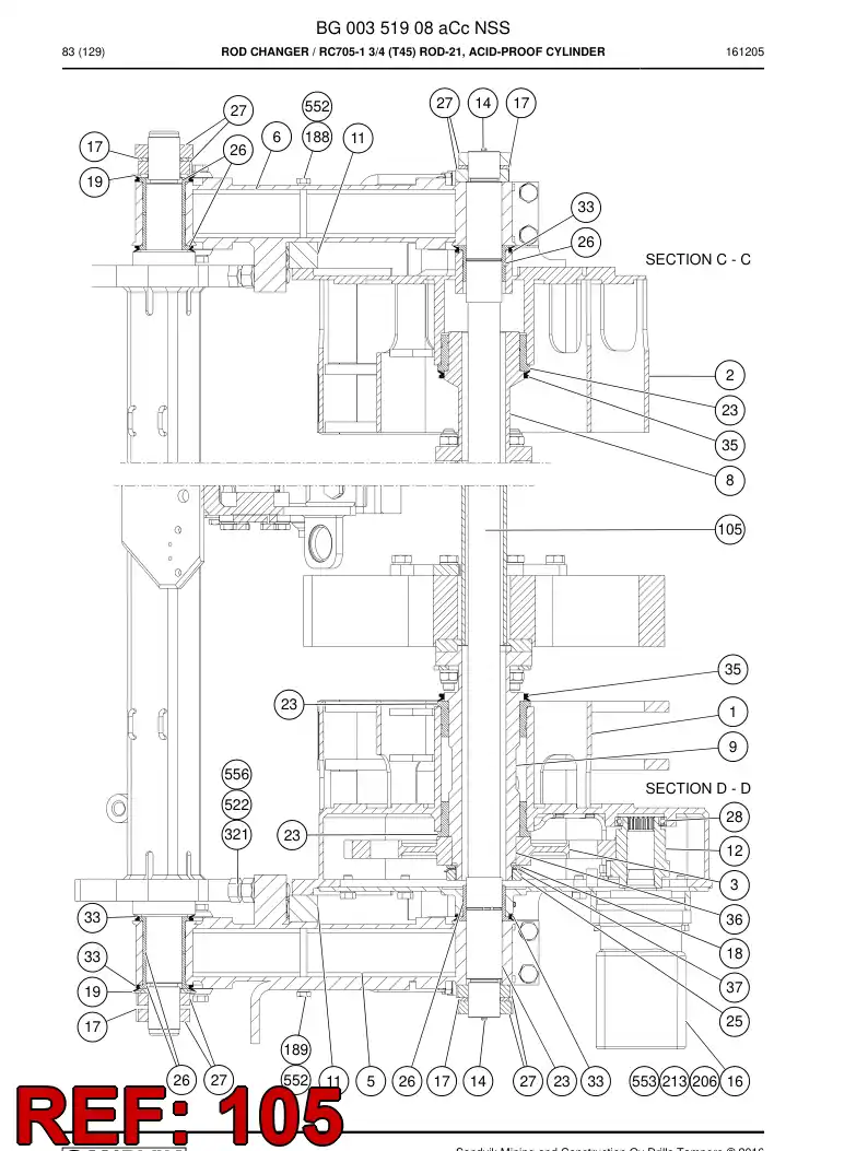 55044147b 550 441 47b Shaft - Sandvik Technical Drawing