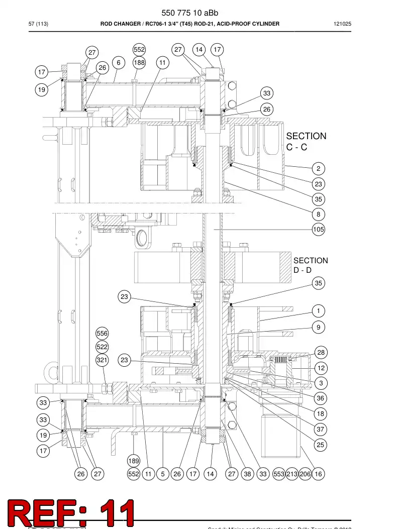 55044165 550 441 65 Slide piece - Sandvik Technical Drawing