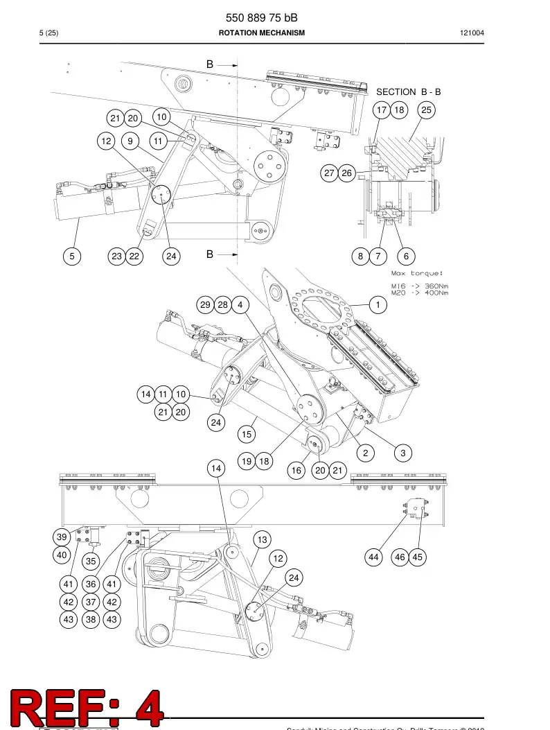 55044166a 550 441 66a End plate - Sandvik Technical Drawing