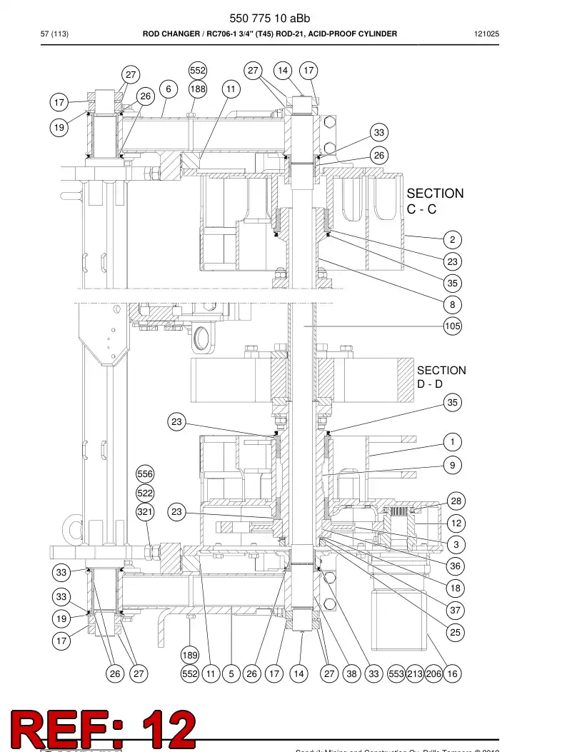 55044176 550 441 76 Swing piece - Sandvik Technical Drawing