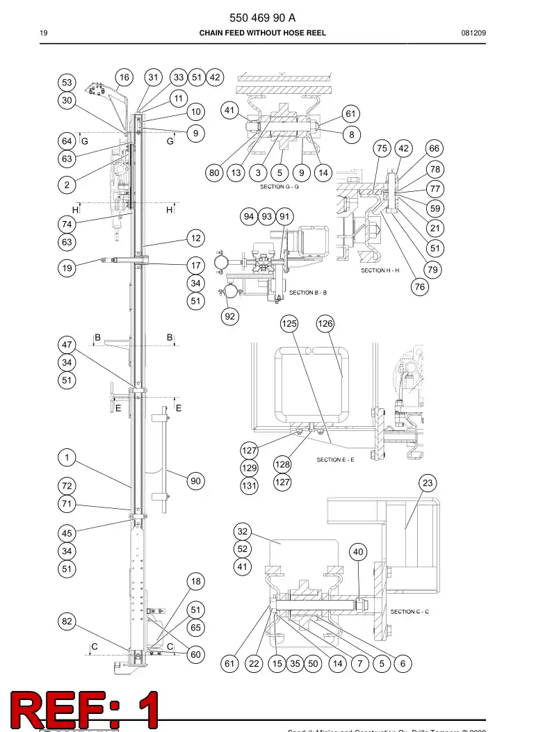 55044266c 550 442 66c Rail beam - Sandvik Technical Drawing