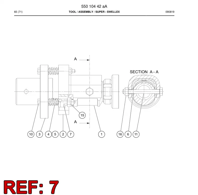 55044422 550 444 22 Adapter (hydraulic) - Sandvik Technical Drawing