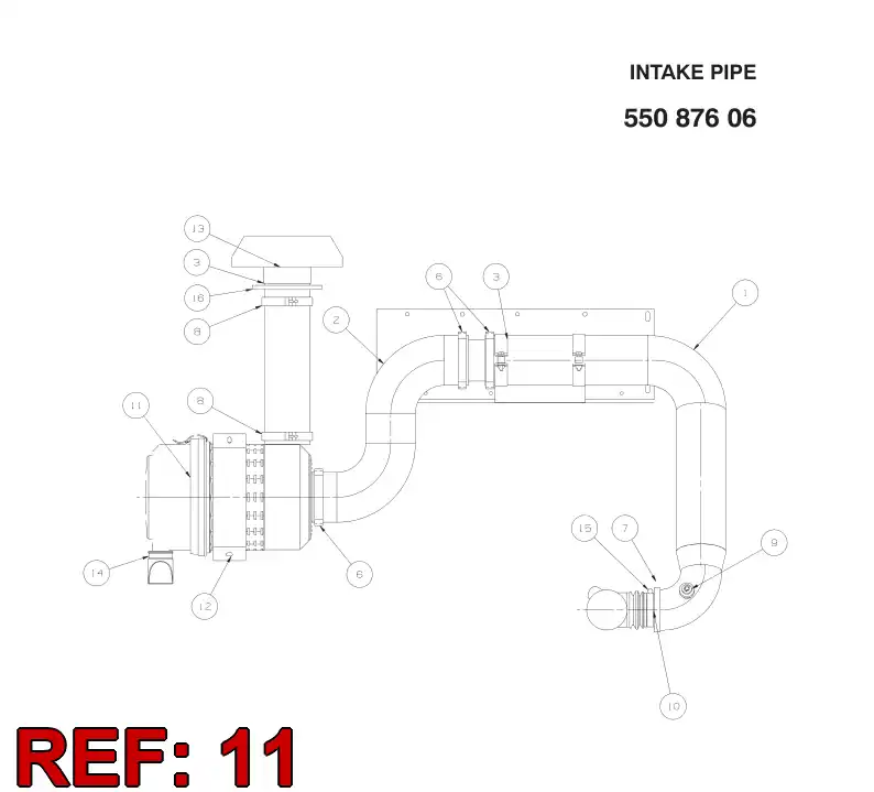 55044611 550 446 11 Filter Element, Air - Sandvik Technical Drawing