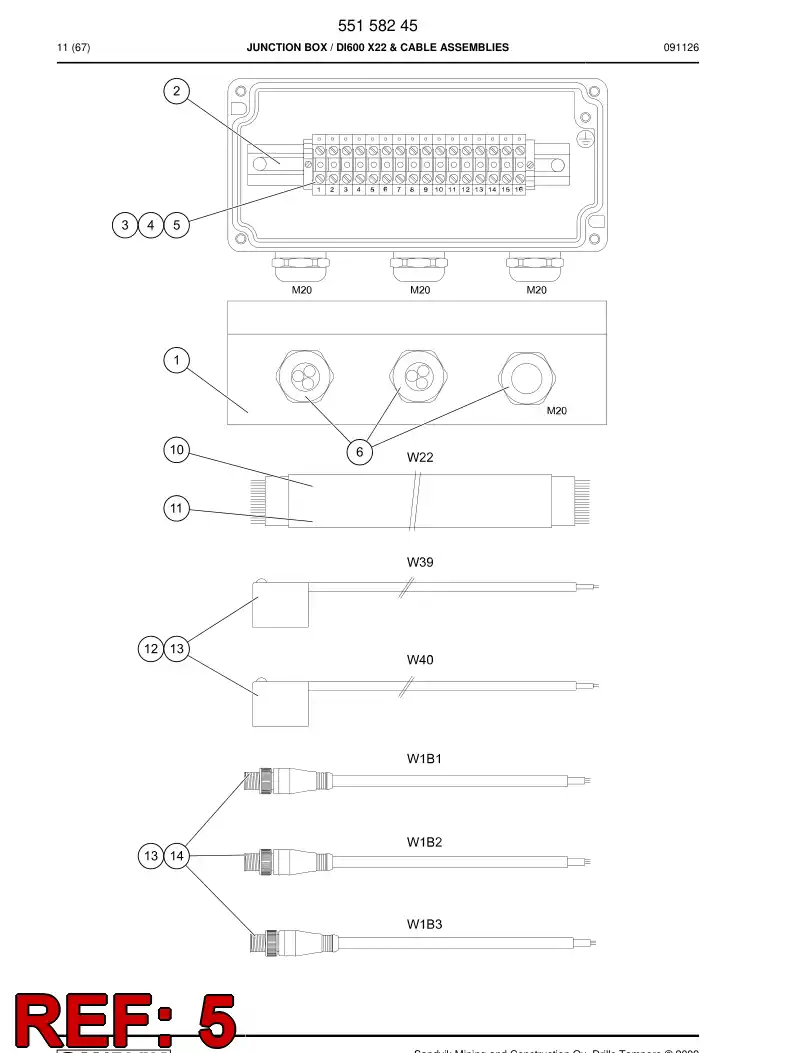 55044623 550 446 23 Terminal strip accessory - Sandvik Technical Drawing