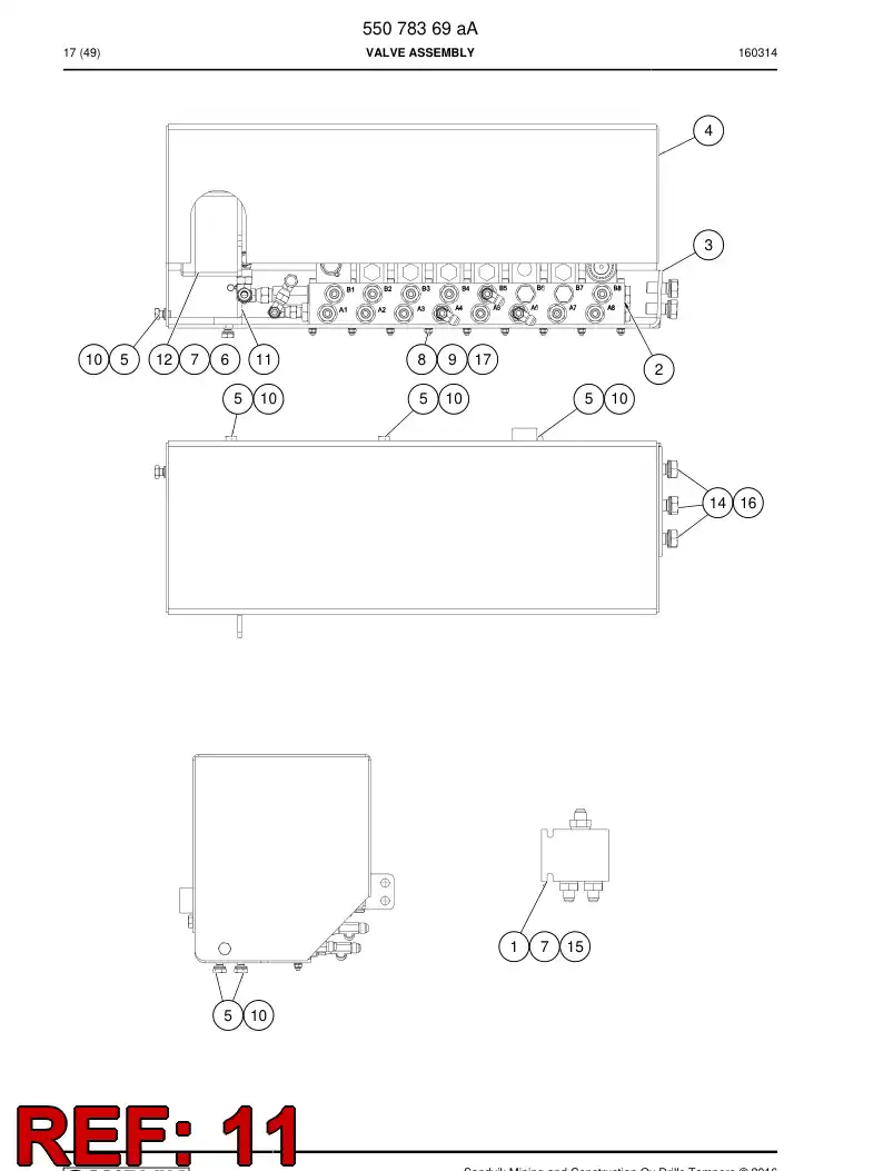 55044798a 550 447 98a Bracket, Mounting - Sandvik Technical Drawing