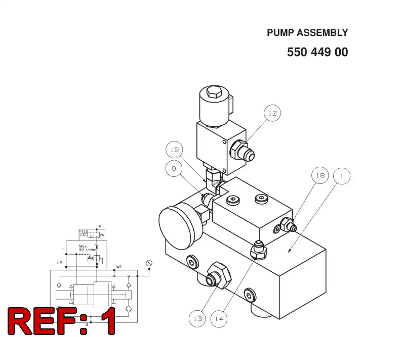 55044877 550 448 77 HIGH PRESSURE WATER PUMP - Sandvik Technical Drawing