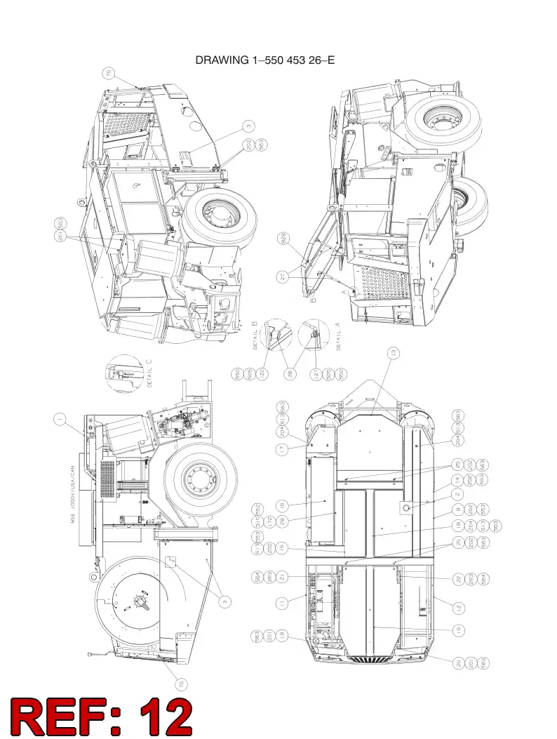 55045075 550 450 75 COVER PLATE - Sandvik Technical Drawing