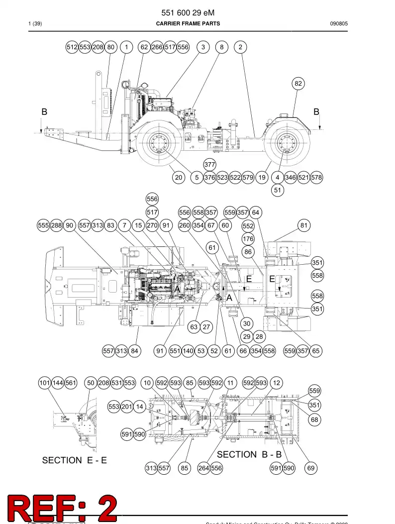 55045091 550 450 91 Front body - Sandvik Technical Drawing