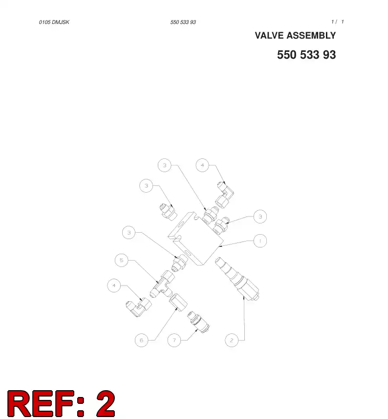 55045363 550 453 63 Valve, Pressure Relief - Sandvik Technical Drawing