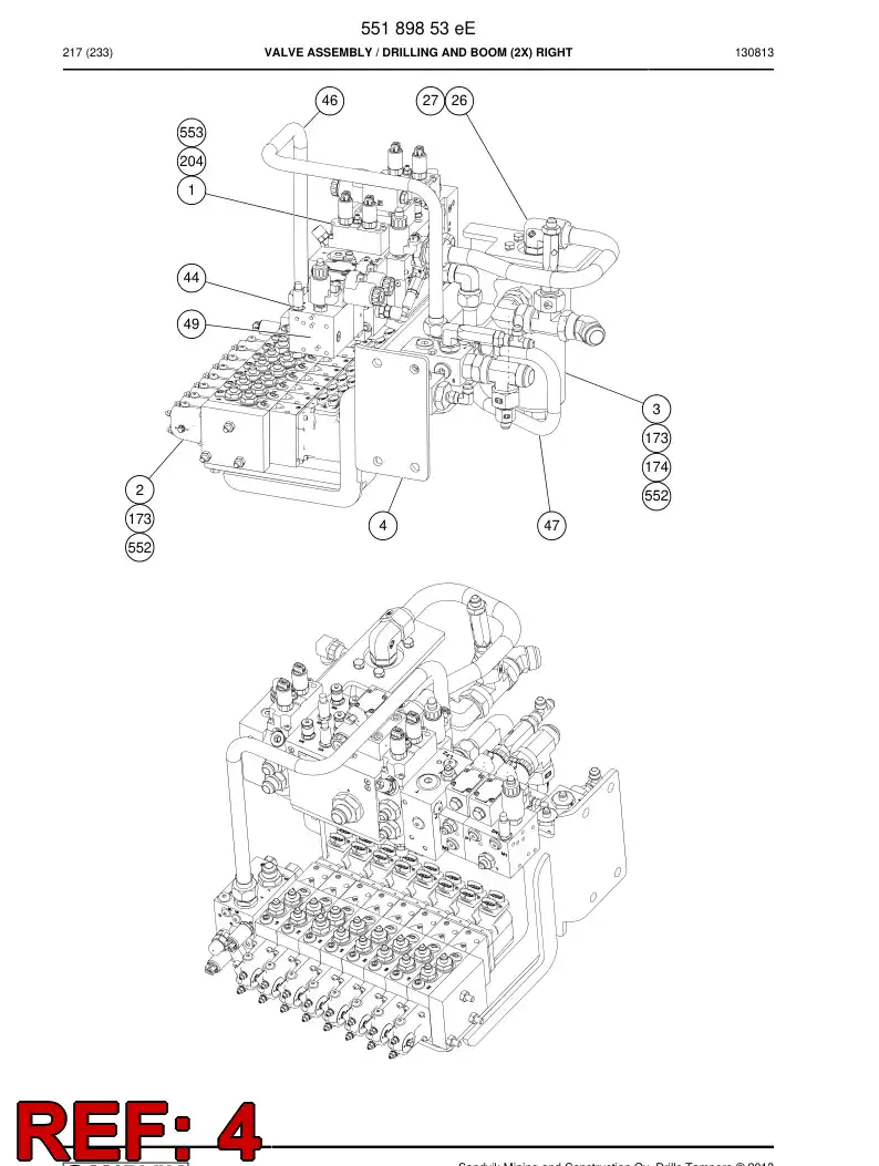 55045456 550 454 56 Bracket, Valve - Sandvik Technical Drawing