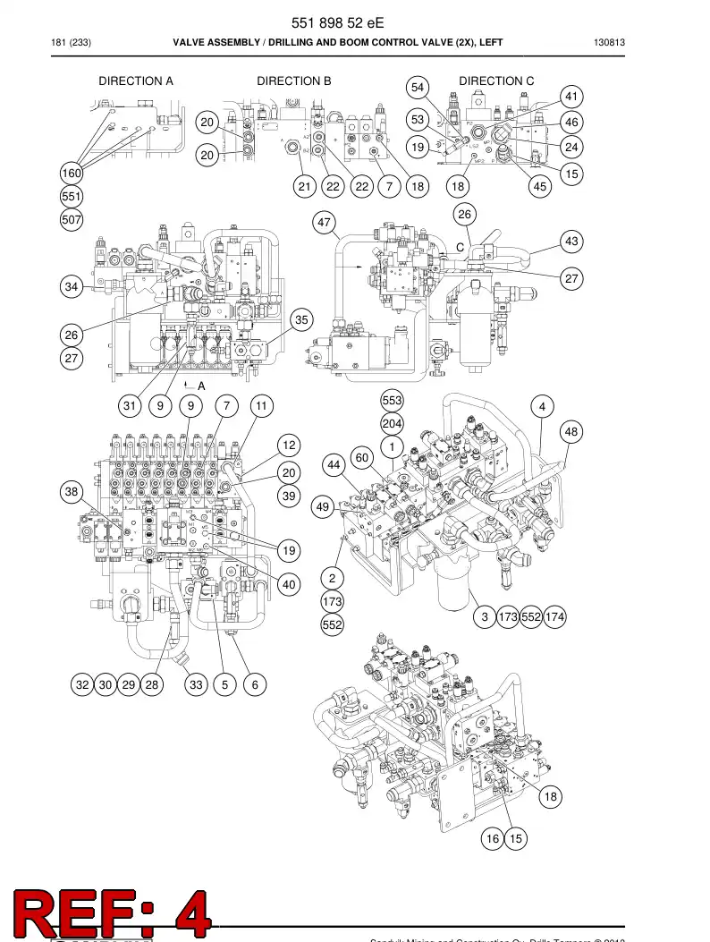 55045509a 550 455 09a Bracket, Valve - Sandvik Technical Drawing