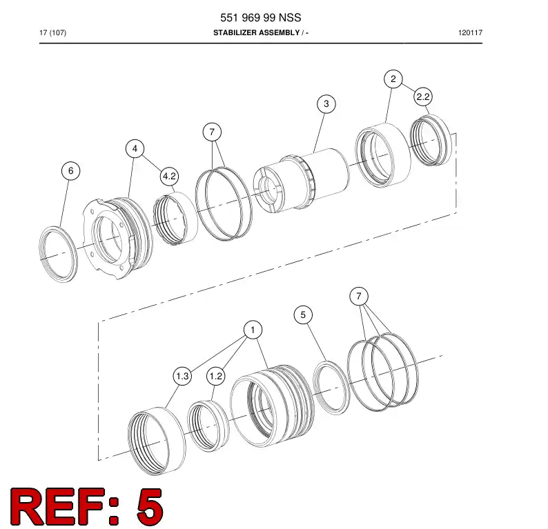 55045727 550 457 27 Seal, Rod - Sandvik Technical Drawing