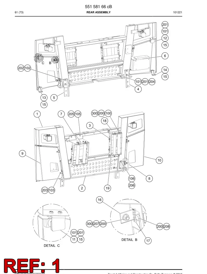 55045773 550 457 73 Rear assembly - Sandvik Technical Drawing