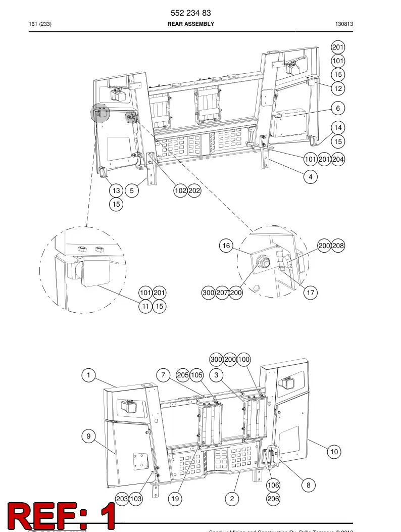 55045773i 550 457 73i Rear Assembly - Sandvik Technical Drawing